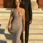 GLITTER CRYSTALS SLEEVELESS SLIM PROM FORMAL DRESS PROM DRESS SA120