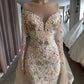 LUXURIOUS LONG SLEEVES OFF-THE-SHOULDER PARTY GOWNS WITH FULLY-COVERED BEADS PROM DRESS SAS68