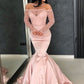 GORGEOUS MERMAID OFF-THE-SHOULDER PROM GOWNS LONG SLEEVES LACE EVENING DRESSES SA111