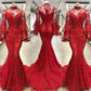 HIGH NECK LONG SLEEVESS MERMAID BEADING APPLIQUE CHAPEL TRAIN PROM DRESS SA101