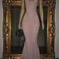 GORGEOUS SEQUINED MERMAID SPAGHETTI-STRAP LONG SLEEVESLESS PROM GOWNS SA97