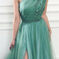 GORGEOUS ONE SHOULDER GREEN TULLE PROM PARTY GOWNS PROM DRESS SA134