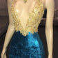 HIGH NECK ILLUSION NECKLINE SLEEVELESS LONG TRAIN APPLIQUES MERMAID PROM DRESS SA117
