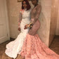 GORGEOUS LONG-SLEEVE MERMAID LACE-APPLIQUES PROM DRESS SA110