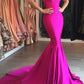 MODEST HIGH-NECK MERMAID SLEEVELESS SWEEP-TRAIN LACE-APPLIQUES PROM DRESS SA81