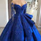 GORGEOUS ROYAL BLUE LACE RUFFLED PROM DRESS SWEET 16 DRESSES SA135
