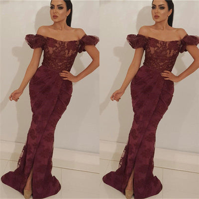 GORGEOUS OFF-THE-SHOULDER LACE PROM PARTY GOWNS PROM DRESS SA133