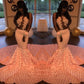 GORGEOUS PINK FLOWERS LACE APPLIQUES PROM DRESS SA132