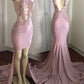 MODEST HIGH NECK LACE APPLIQUES PROM PARTY GOWNS PROM DRESS SA87