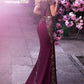 OFF-THE-SHOULDER FORMAL EVENING DRESS BEADS APPLIQUES MERMAID PROM DRESS SA70