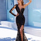MODERN BLACK LACE ONE-SHOULDER PROM DRESS SA88