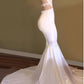 TRENDY WHITE MERMAID HIGH-NECK SLEEVELESS PROM PARTY GOWNS AS05