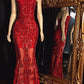 SWEETHEART STRAPLESS SEQUINS PATTERN LONG MERMAID PROM GOWNS AS07