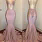 TRENDY PINK BEADS SPAGHETTI STRAP PROM PARTY GOWNS| MERMAID PROM PARTY GOWNS SAS14