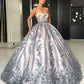 SPAGHETTI STRAPS LACE APPLIQUES EVENING DRESSES LUXURIOUS PRINCESS BALL GOWN PROM PARTY GOWN SAS29