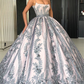 SPAGHETTI STRAPS LACE APPLIQUES EVENING DRESSES LUXURIOUS PRINCESS BALL GOWN PROM PARTY GOWN SAS29