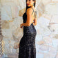 TIMELESS BLACK SPAGHETTI STRAP CHIC V-NECK TASSEL FITTING PROM PARTY GOWNS SAS30