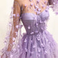 CHIC APPLIQUES FLOWERS LONG SLEEVESS PROM DRESS SAS36