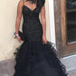 SPARKLING SEQUINS CHIC STRAPS BLACK PROM DRESS SAS39