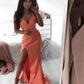 SIMPLE SPAGHETTI STRAP WATERMELON CHIC HIGH SPLIT ROM DRESS SAS62