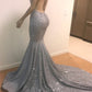 MERMAID HALTER SLEEVELESS FLOOR-LENGTH ROM DRESS SAS65