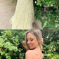 Yellow tulle lace backless long evening dress, yellow prom dress B542