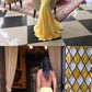 Yellow Satin Backless Long Mermaid Dress Evening Dress B590