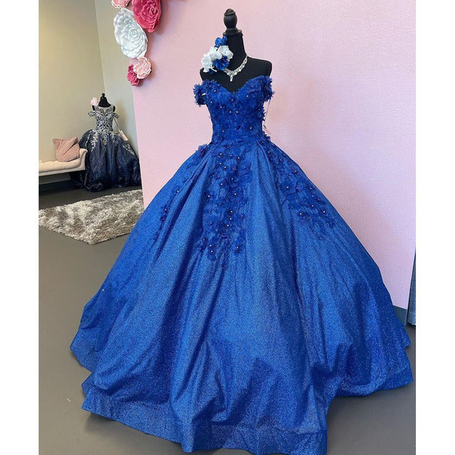 Light Sky Blue Quinceanera Dresses Ball Gown Off Shoulder 3D Rose Flow shinydress Light Sky Blue Quinceanera Dresses Ball Gown Off Shoulder 3D Rose Flow shinydress
