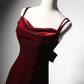 Elegant Burgundy Spaghetti Straps Velvet Mermaid Prom Dress Evening Dress SH571