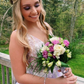 V Neck Open Back Tulle Applique Long Prom Dress SH568