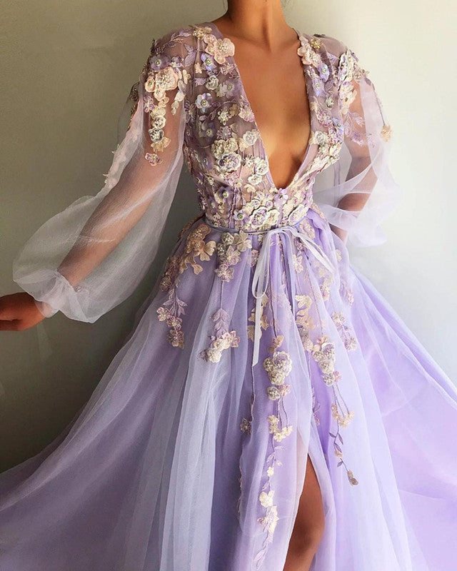 tulle long prom dress evening dress S679 – shinydress