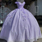 Princess Floral Off the Shoulder Tulle Quinceanera Dress Ball Gown N1350