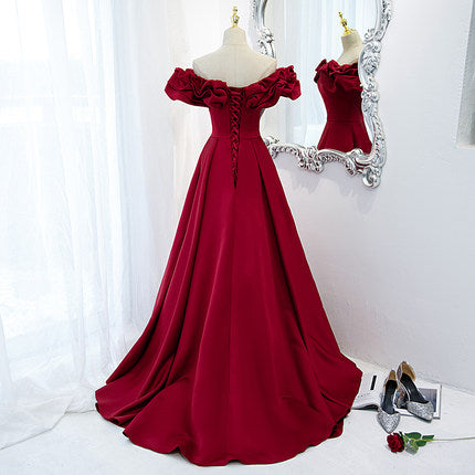 A line Red Long Prom Dresses SH180