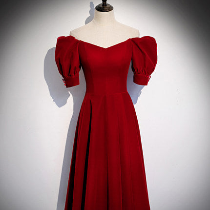 A line Red Prom Dresses Short Bridesmaid Dress SH209