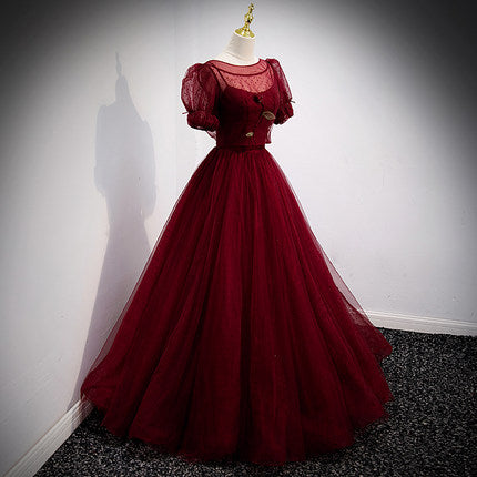 A Line Red Long Prom Dresses SH201
