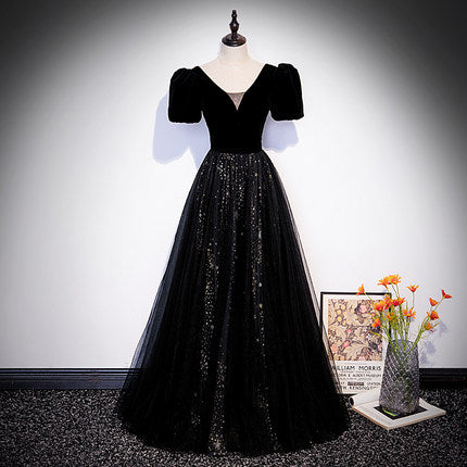 A line Black Long Prom Dresses SH164 – shinydress
