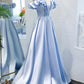 A line Light Sky Blue Prom Dresses SH172