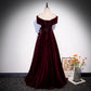 A line Off The Shoulder Velvet Long Prom Dresses SH163