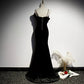 Simple Black Velvet Mermaid Prom Dresses Sexy Evening Dress SH107