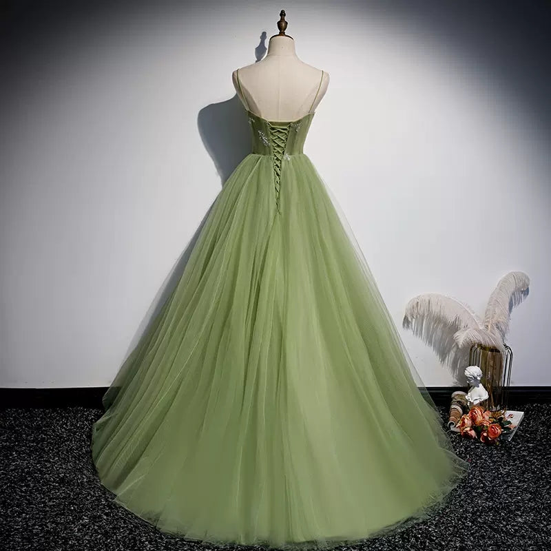 Ball Gown Prom Dresses Long Sage Green Evening Dress SH063