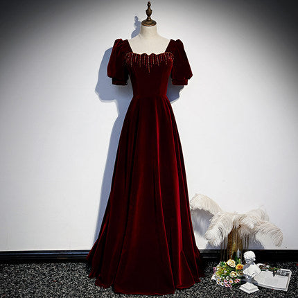 A line Burgundy Prom Dresses SH152