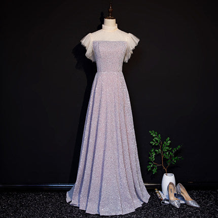 A Line Sequin Long Prom Dresses SH198