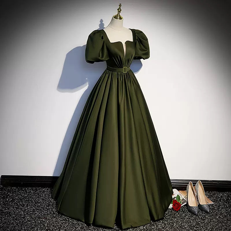 Ball Gown Puffy Sleeves Dark Green Long Prom Dresses SH055 shinydress Ball Gown Puffy Sleeves Dark Green Long Prom Dresses SH055 shinydress