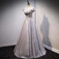 Simple A line Tulle Long Prom Dresses SH217