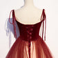 A line Red Sequin Tulle Prom Dresses Sexy Evening Dress SH082