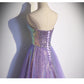 A line Sweetheart Long Tulle Lilac Prom Dresses SH036