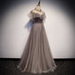 Simple A line Prom Dresses Tulle Evening Dress SH073