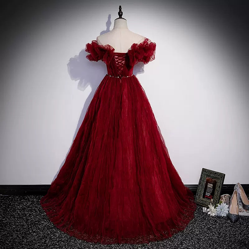 Off The Shoulder Red Prom Dresses Sexy Evening Dress SH103