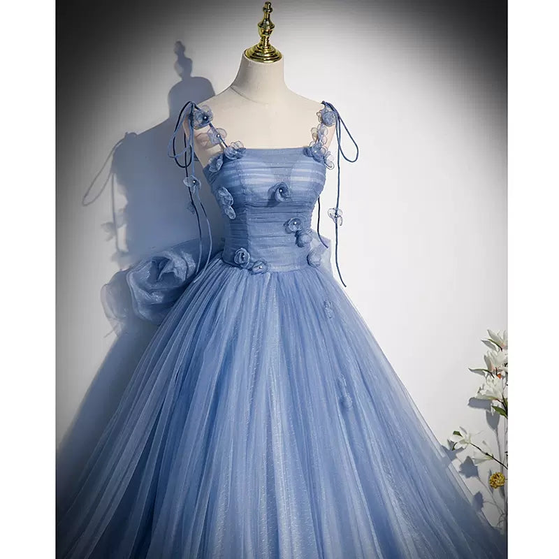 Ball Gown Blue Tulle Long Prom Dresses Sweet 16 Dress SH130