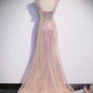 Simple Mermaid Long Sequin Pink Prom Dresses SH037